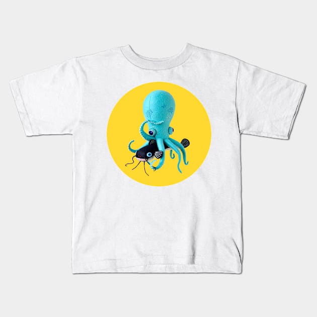 Octopus and Sea Catfish Kids T-Shirt by hinem